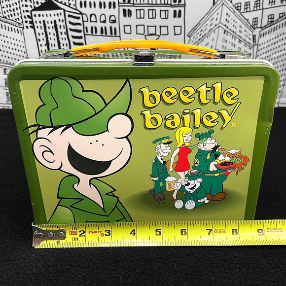 Beetle Bailey Metal Army Green Lunch Box 2002 Bosley Boxes Vintage Comic Themed - Picture 2 of 14
